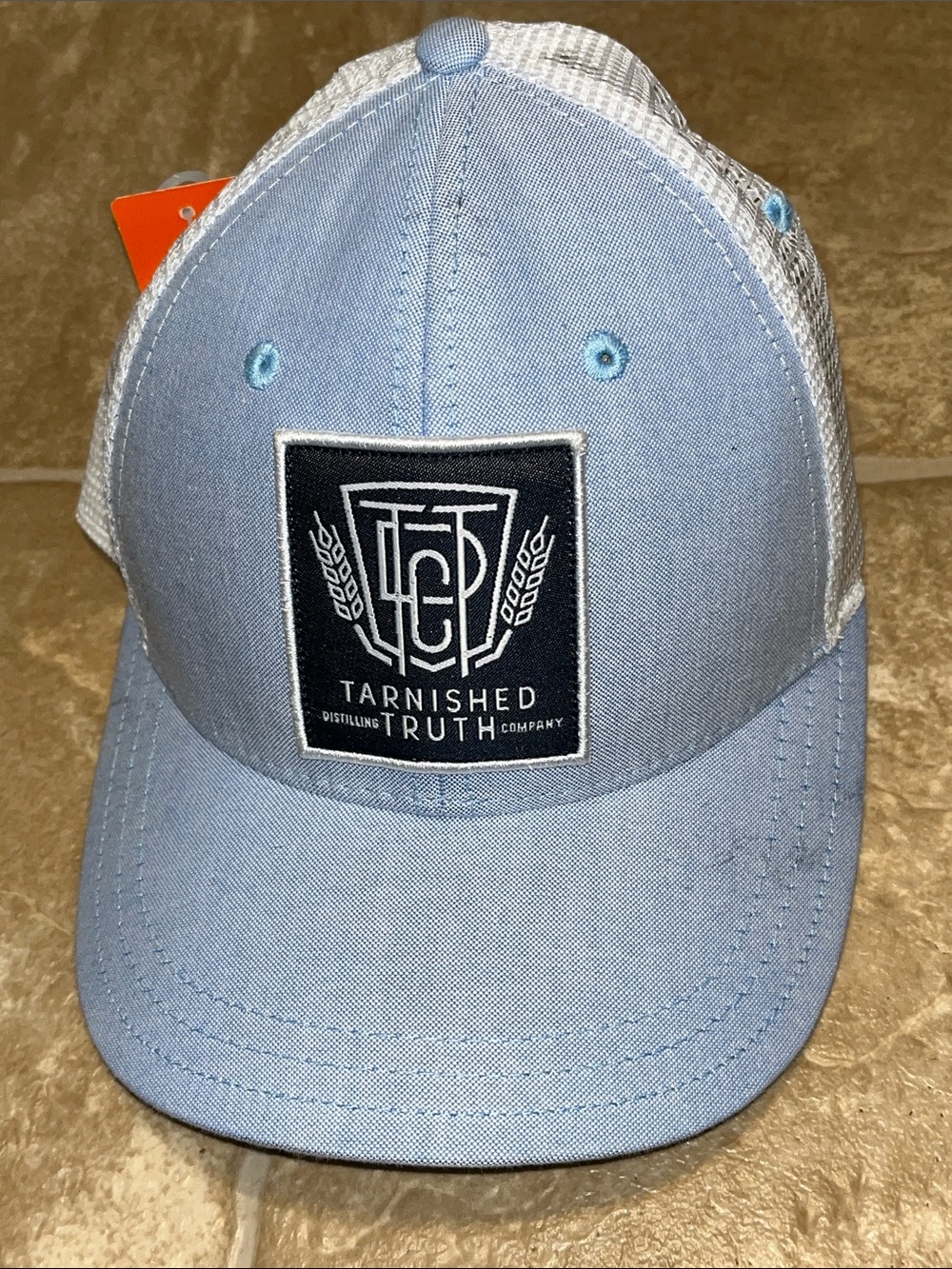 NWT Tarnished Truth Light Blue and White Mesh Trucker Hat
